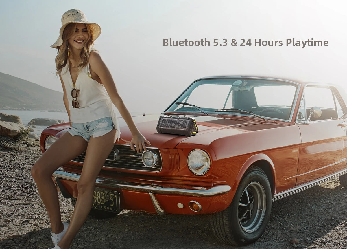 40W Outdoor Bluetooth Speaker – IPX7 Waterproof, RGB Lights, TWS, Micro SD, 12H Playtime
