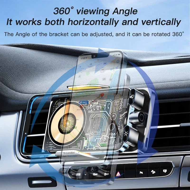 66W Smart Wireless Car Charger & Auto-Clamping Phone Holder