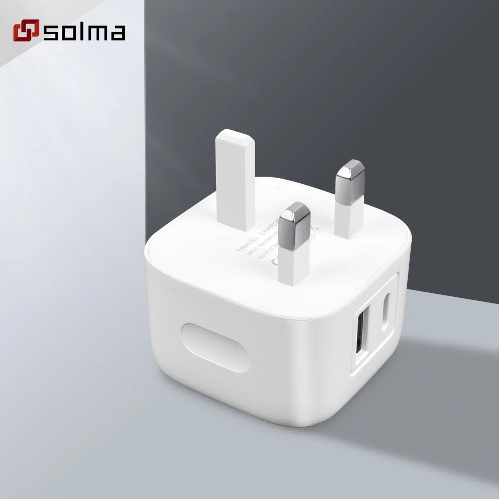 Compact USB-C + USB-A Wall Charger — 12W Portable Charging Adapter