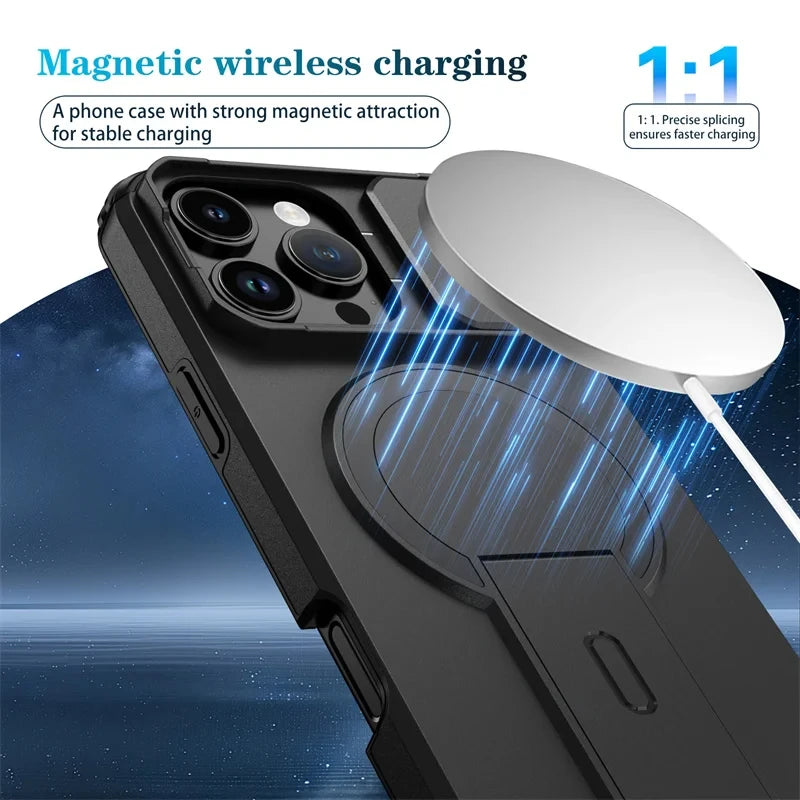 Camera Lens Protection iPhone Case with Magnetic Kickstand