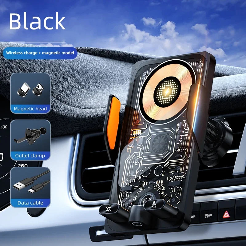 66W Smart Wireless Car Charger & Auto-Clamping Phone Holder