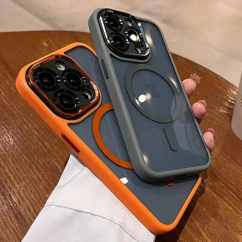 Magnetic Metal Lens Bumper Case for iPhone — Clear, Wireless Charge Compatible