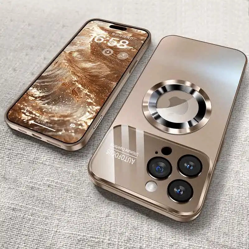 Luxury MagSafe Glass Camera iPhone Case | Magnetic Wireless Charging Cover