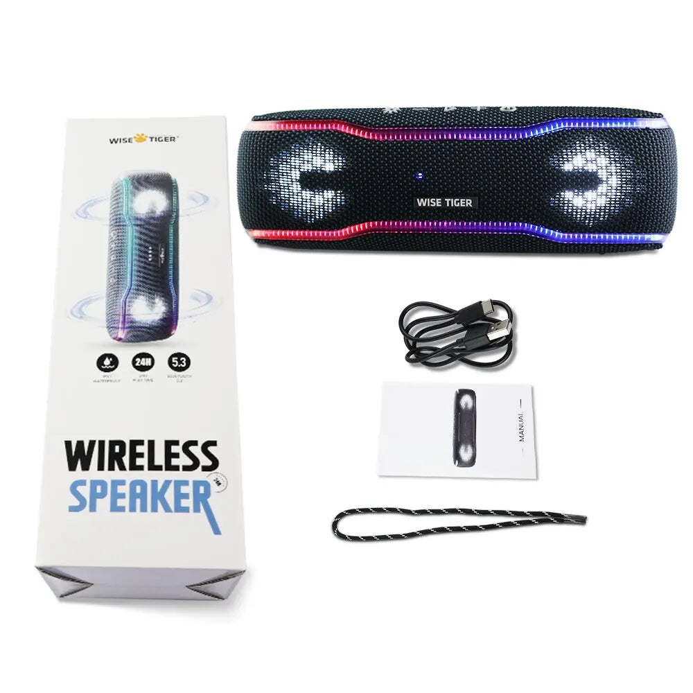 25W Portable Outdoor Bluetooth Speaker – IPX7 Waterproof, RGB Lights, 24H Playtime
