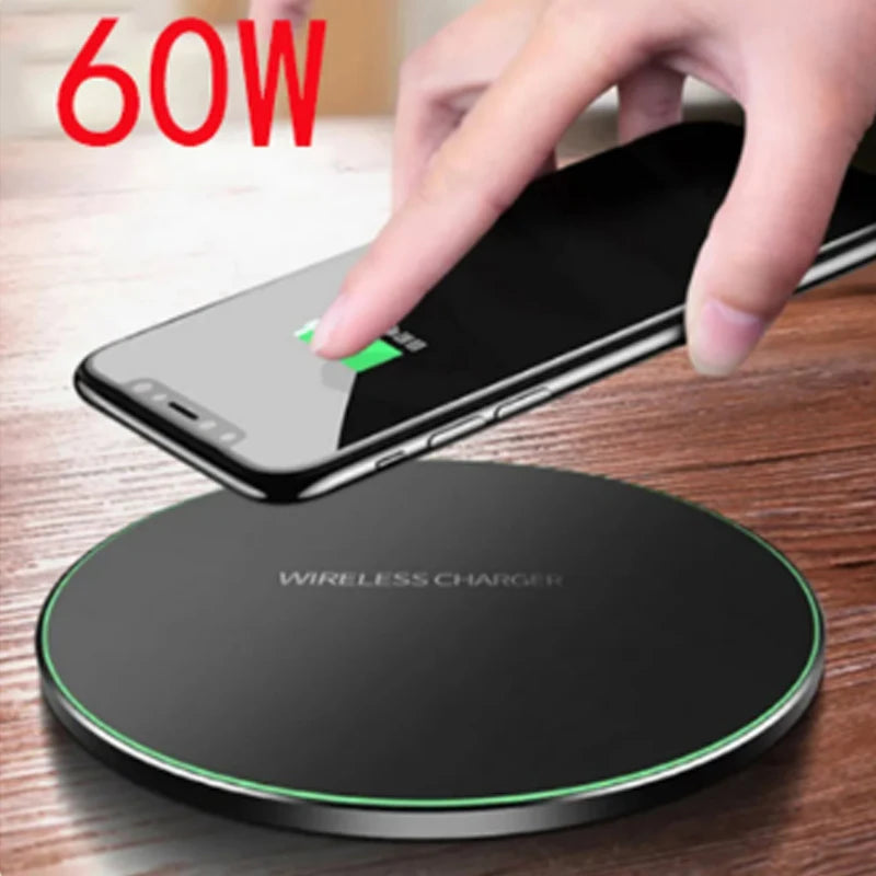 60W Fast Wireless Charging Pad — Universal, Slim & Case-Friendly