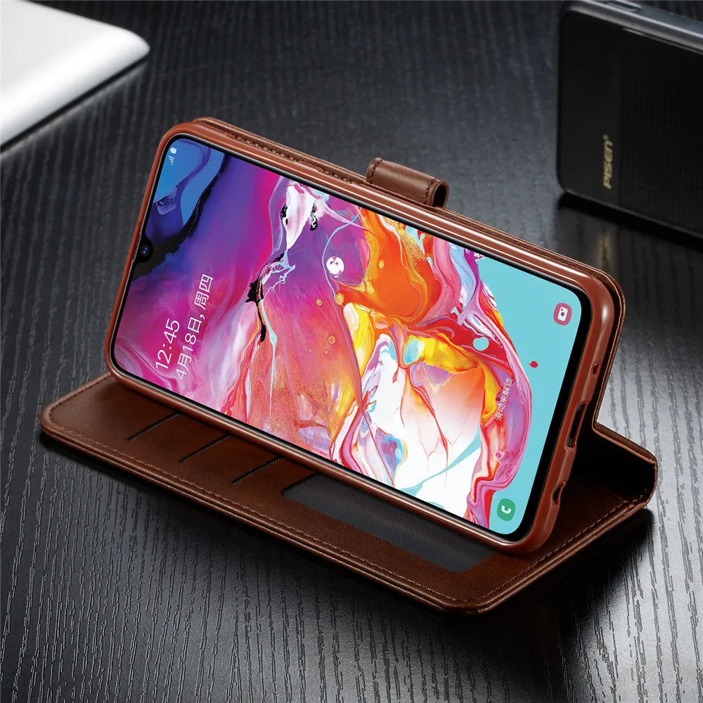 Samsung Galaxy A03 Leather Wallet Flip Case – Magnetic, Card Holder, Luxury Cover