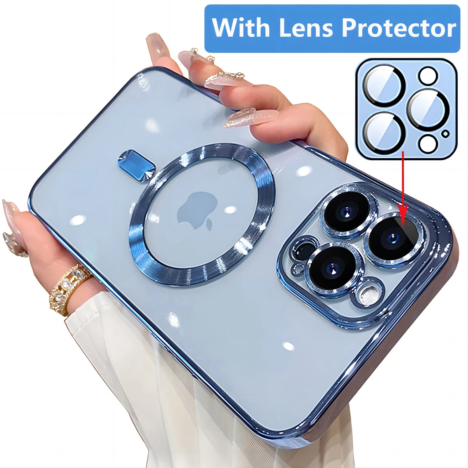 Magnetic Phone Case with Camera Lens Protector – MagSafe Compatible, Multi-Color