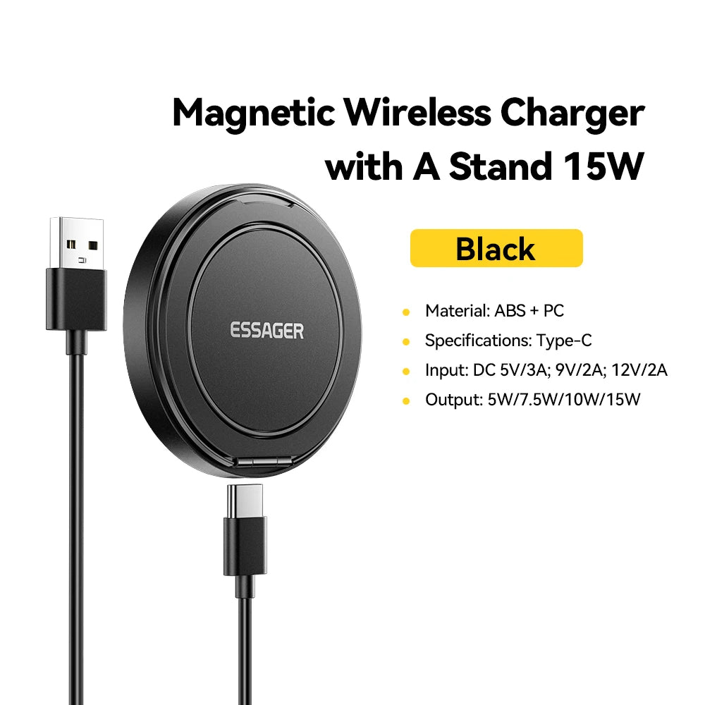 Essager 15W Magnetic Wireless Charger — iPhone 16/15/14/13 & AirPods