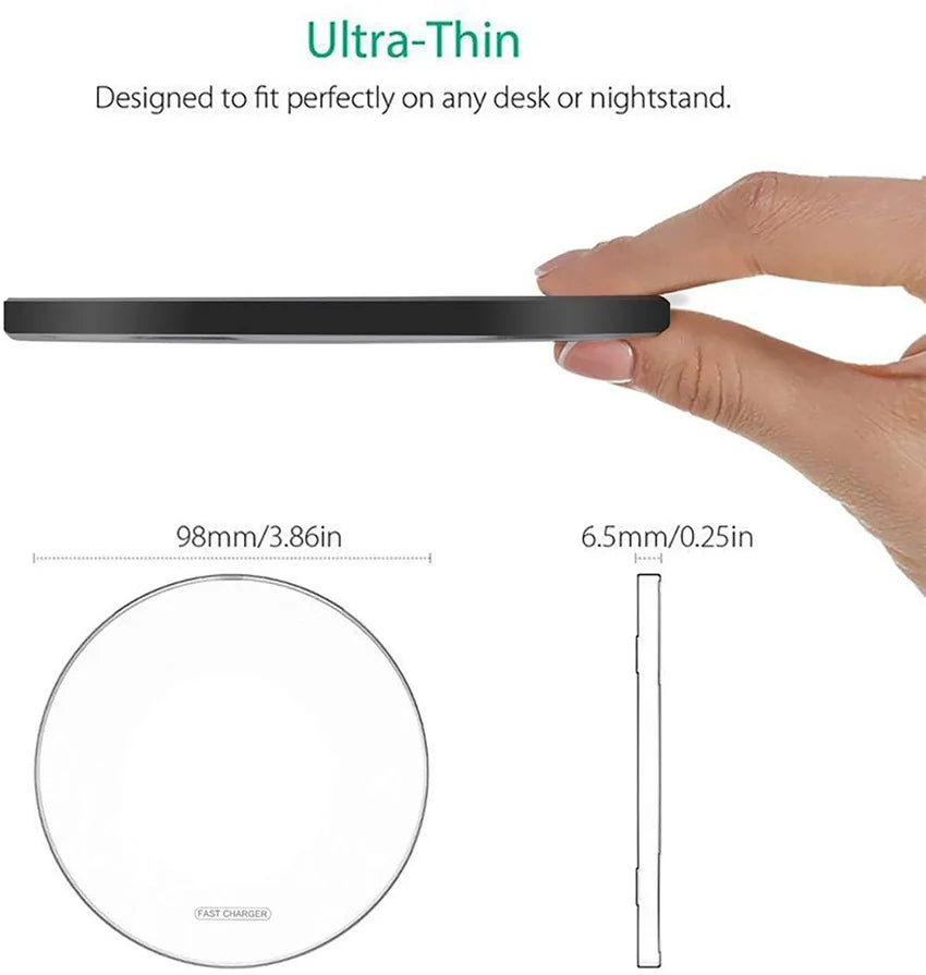 60W Fast Wireless Charging Pad — Universal, Slim & Case-Friendly