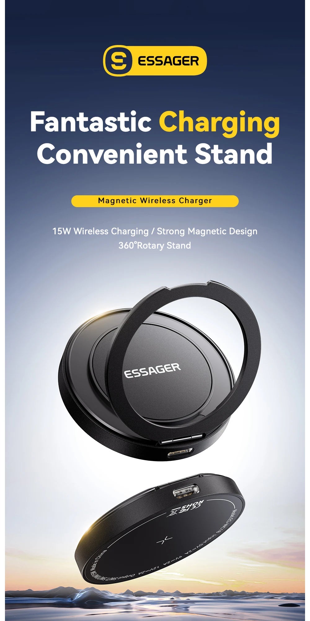 Essager 15W Magnetic Wireless Charger — iPhone 16/15/14/13 & AirPods