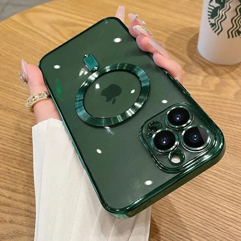 Magnetic Phone Case with Camera Lens Protector – MagSafe Compatible, Multi-Color