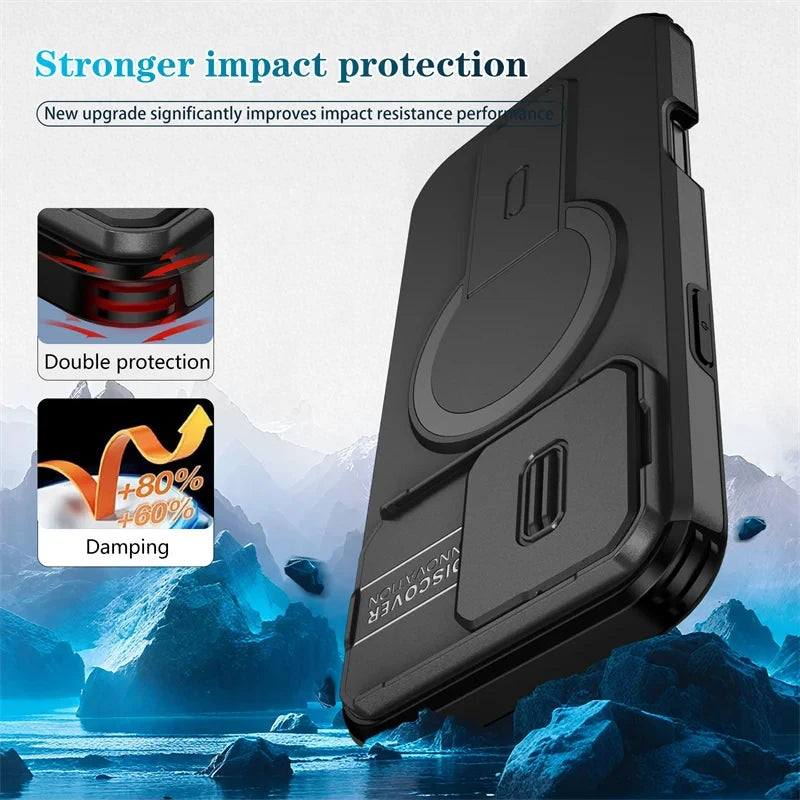 Camera Lens Protection iPhone Case with Magnetic Kickstand