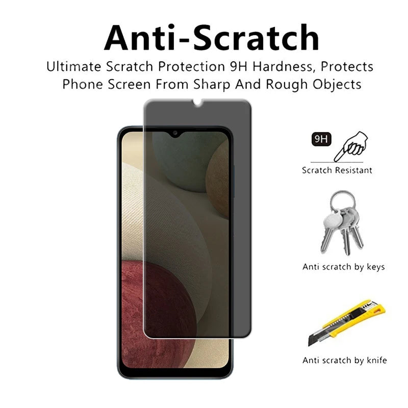 Samsung Galaxy A12 Screen Protector – 9H Tempered Glass, Anti-Spy Privacy, 4-Pack