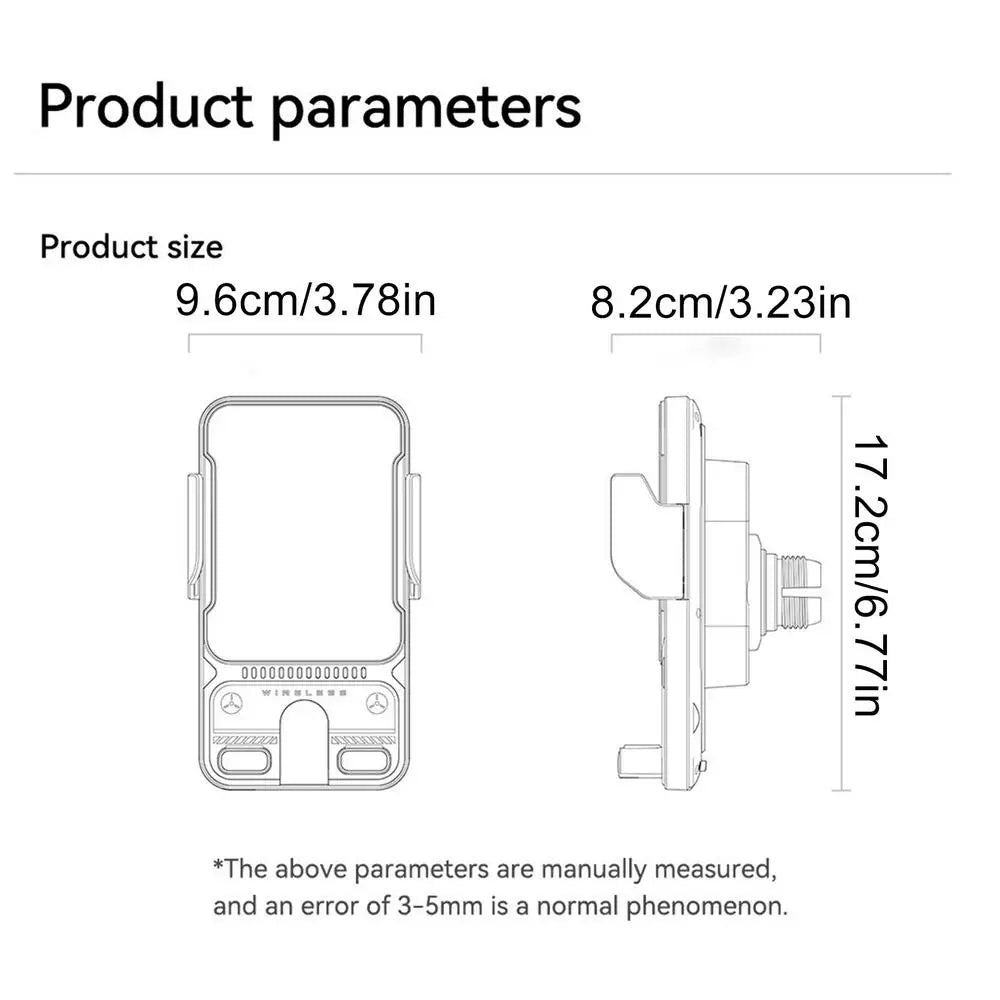 15W Wireless Car Charger Mount — Auto-Clamp, 360° Rotation & Air Vent Grip