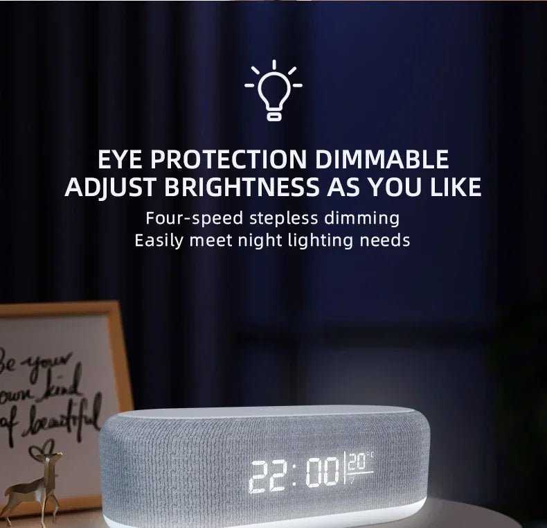 5-in-1 Wireless Charging Dock — Alarm Clock, Night Light & Thermometer