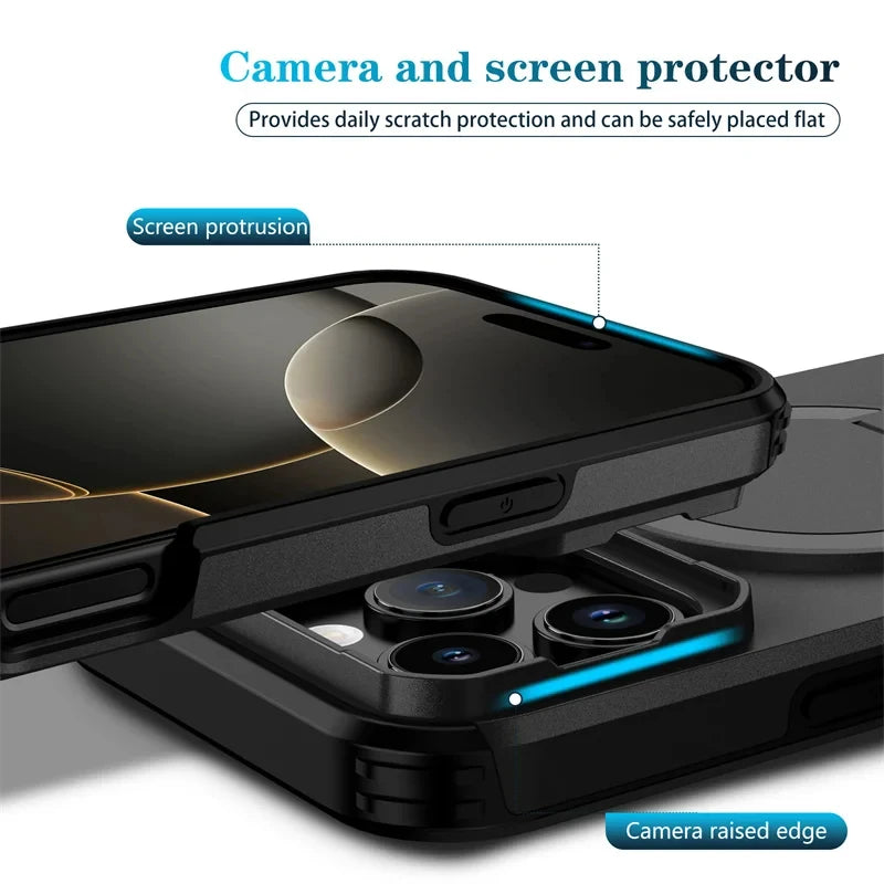 Camera Lens Protection iPhone Case with Magnetic Kickstand