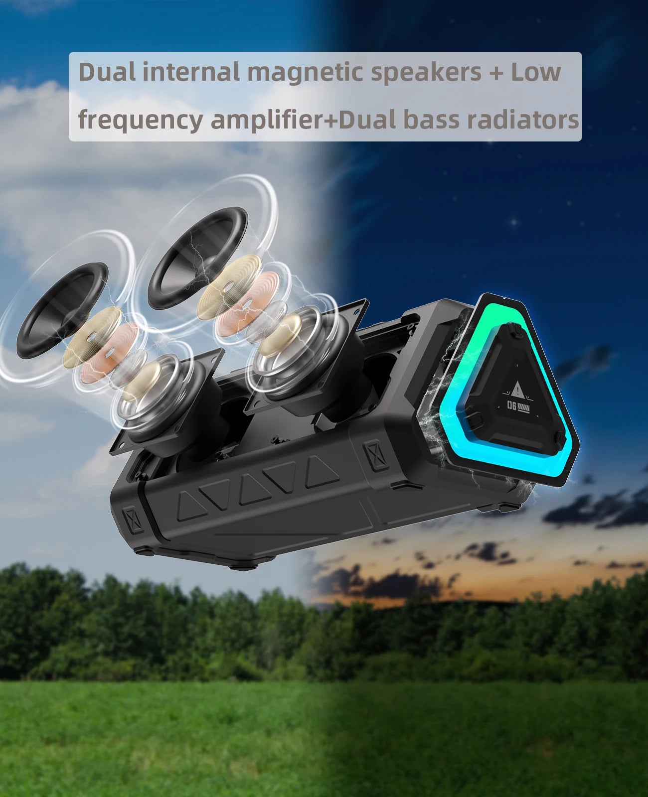 40W Outdoor Bluetooth Speaker – IPX7 Waterproof, RGB Lights, TWS, Micro SD, 12H Playtime