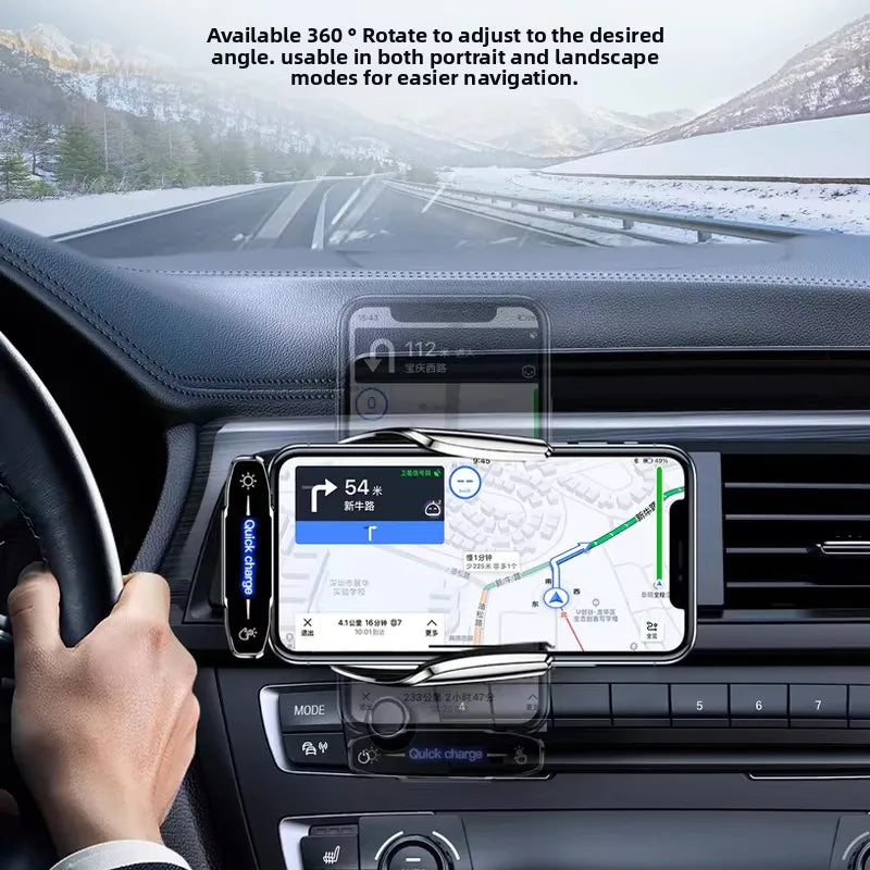 Universal Car Phone Holder — Wireless & Wired Charging for iPhone, Android & USB-C