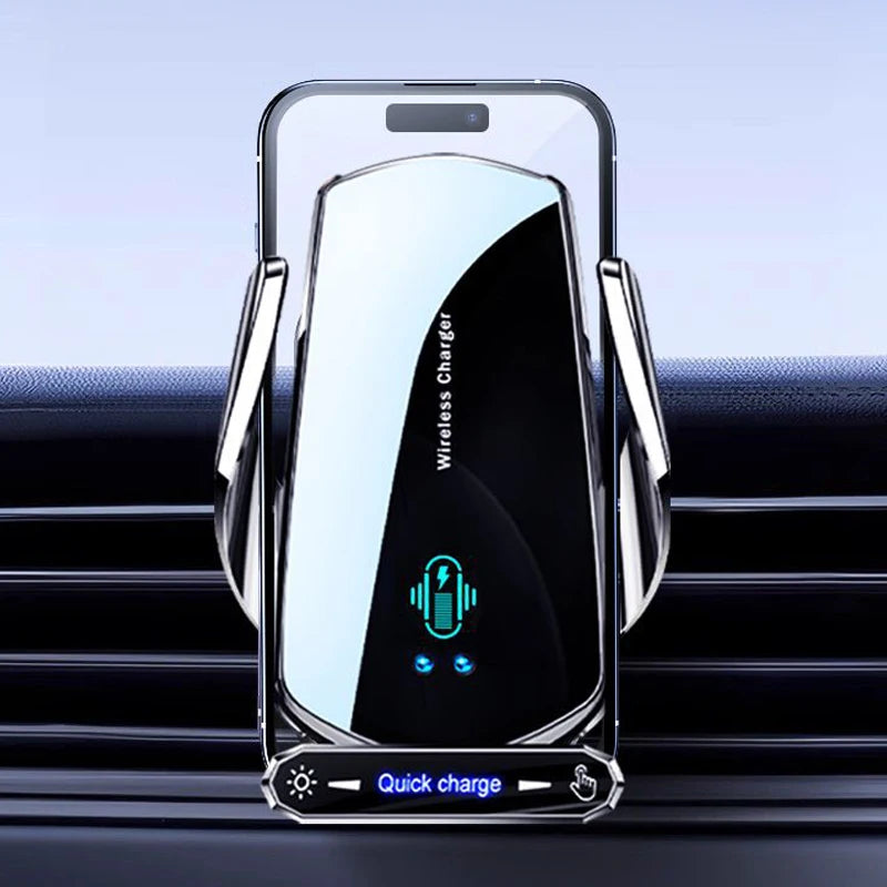 Universal Car Phone Holder — Wireless & Wired Charging for iPhone, Android & USB-C