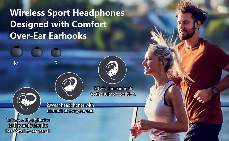 Bluetooth 5.3 Sport Earphones – TWS Earhook Headset with Mic, IPX6 Waterproof