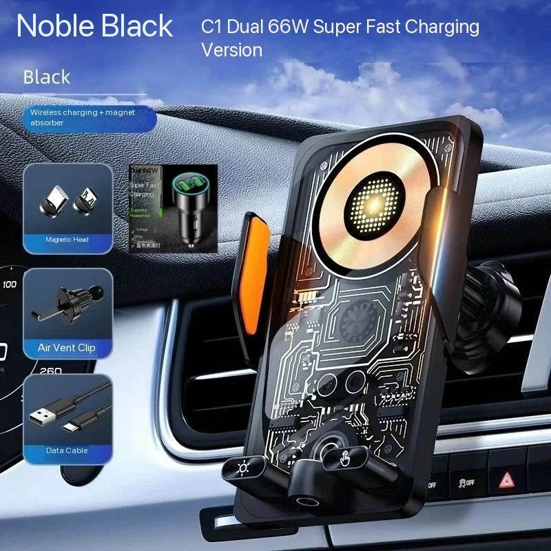 66W Smart Wireless Car Charger & Auto-Clamping Phone Holder