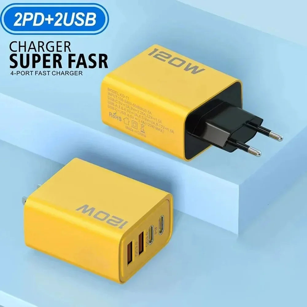 120W 4-Port USB-C Fast Charger — Charge 4 Devices at Once