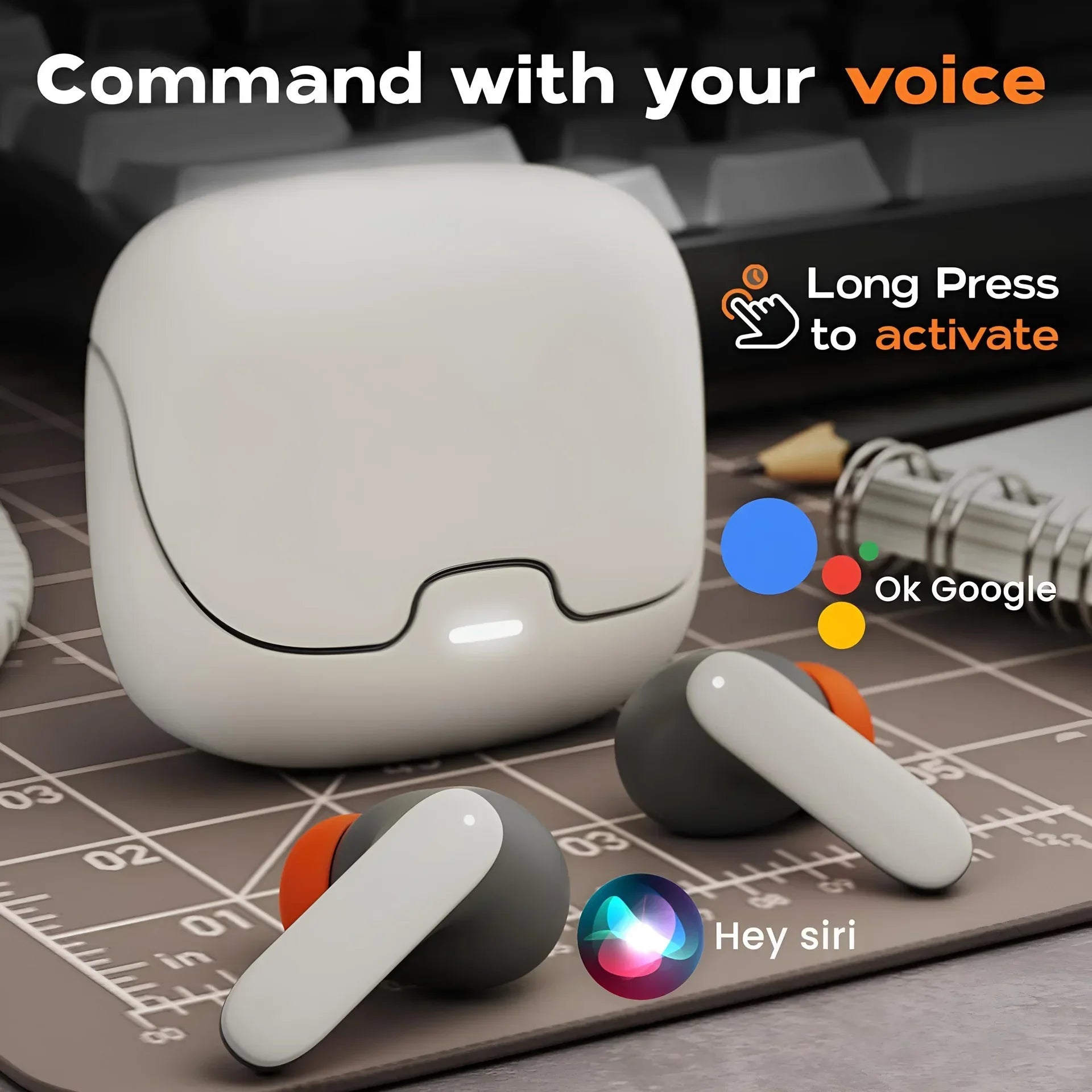 Bluetooth 5.4 TWS Earphones – Ultra-Low Latency, ENC Dual Mic, 40H Battery
