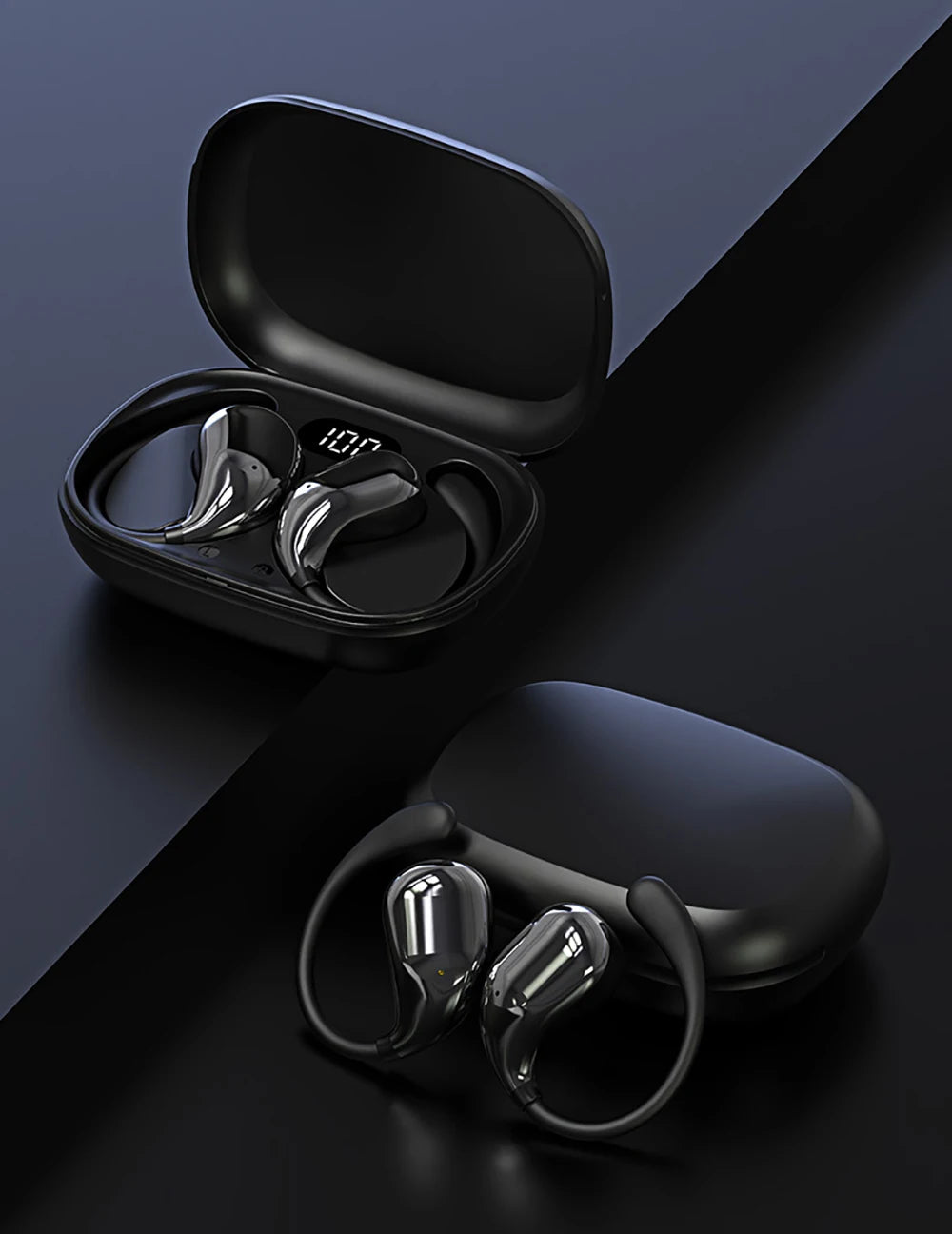 Bluetooth 5.4 Ear Hook Earbuds – HiFi Stereo, ANC, LED Display, Touch Control