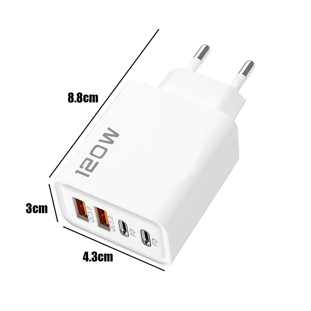 120W 4-Port USB-C Fast Charger — Charge 4 Devices at Once