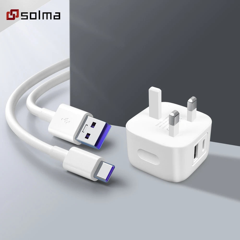 Compact USB-C + USB-A Wall Charger — 12W Portable Charging Adapter
