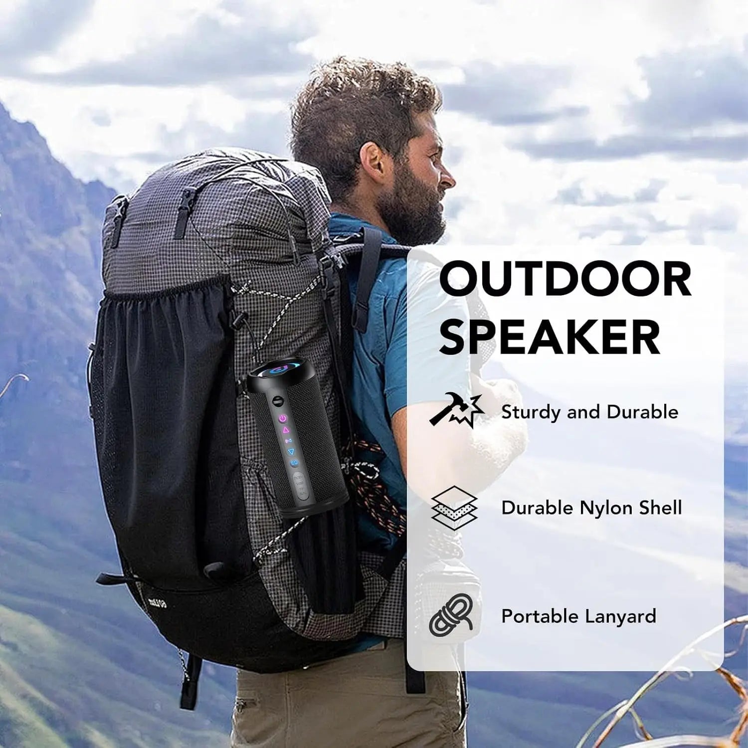 30W Portable Bluetooth Speaker – Deep Bass, RGB Lights, IPX7 Waterproof, 30H Playtime