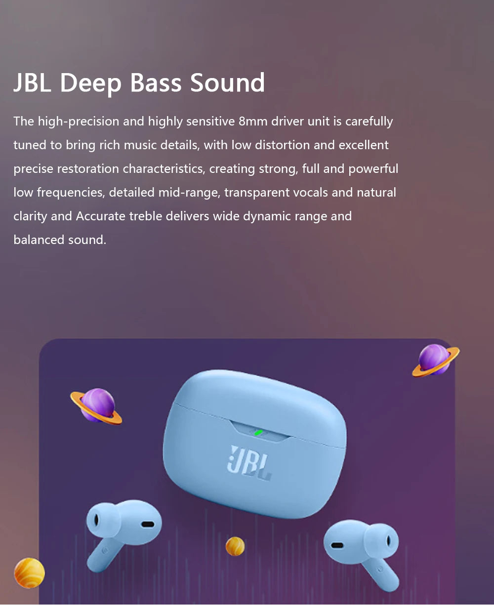 JBL Wave Beam True Wireless Earbuds – ANC, 32H Battery, IP54 Waterproof