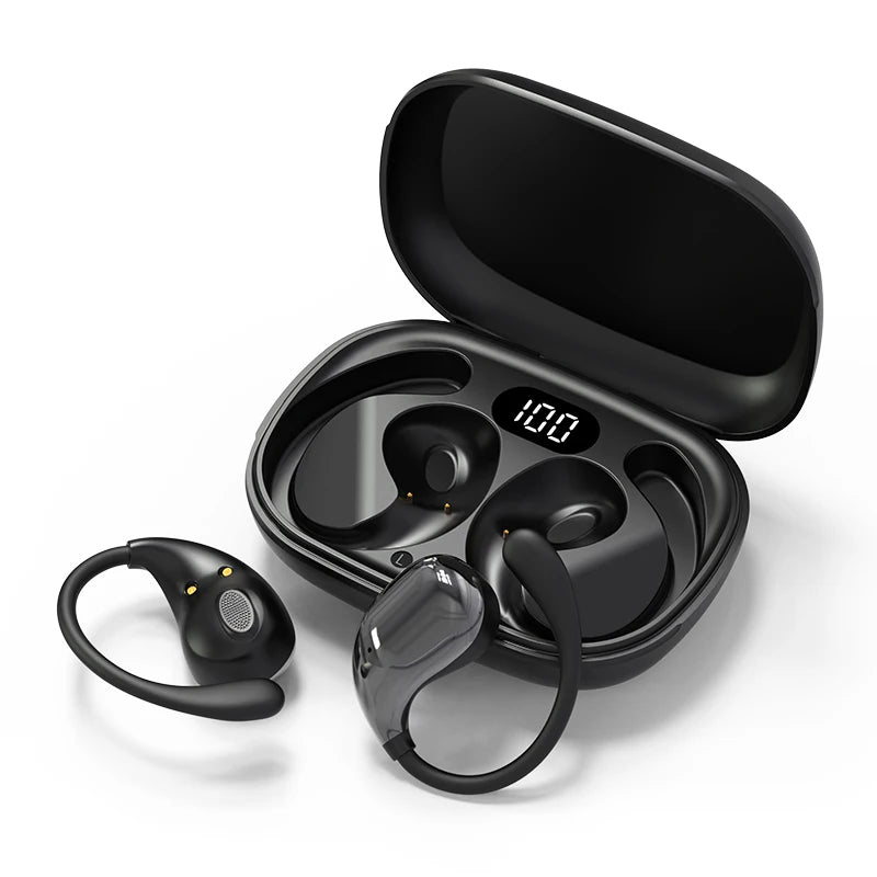 Bluetooth 5.4 Ear Hook Earbuds – HiFi Stereo, ANC, LED Display, Touch Control