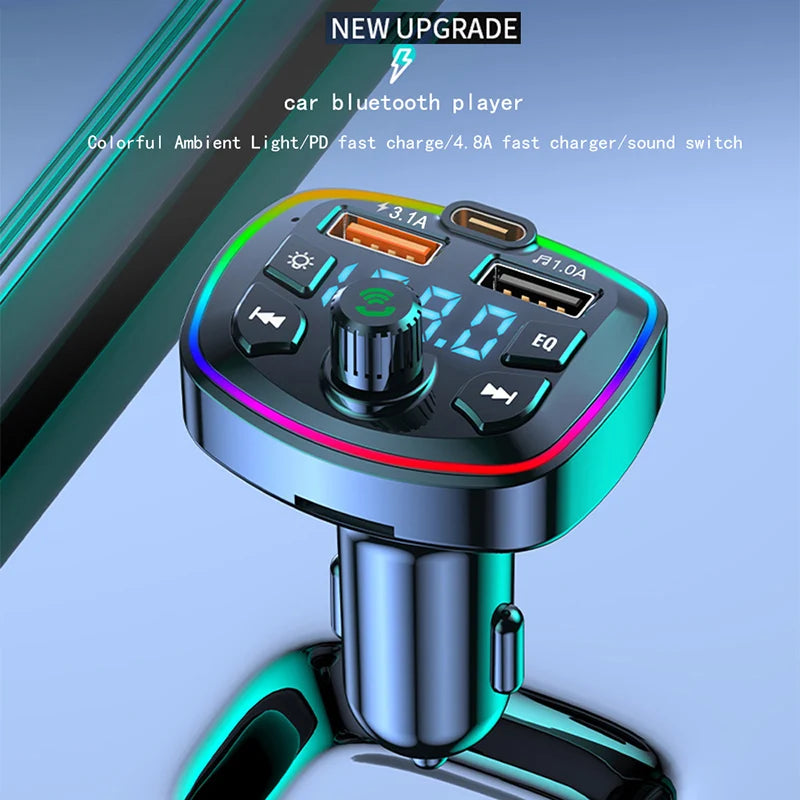 Car Bluetooth 5.0 FM Transmitter | Dual USB Fast Charger & Hands-Free Kit