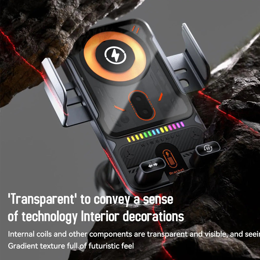 15W Wireless Car Charger Mount — Auto-Clamp, 360° Rotation & Air Vent Grip