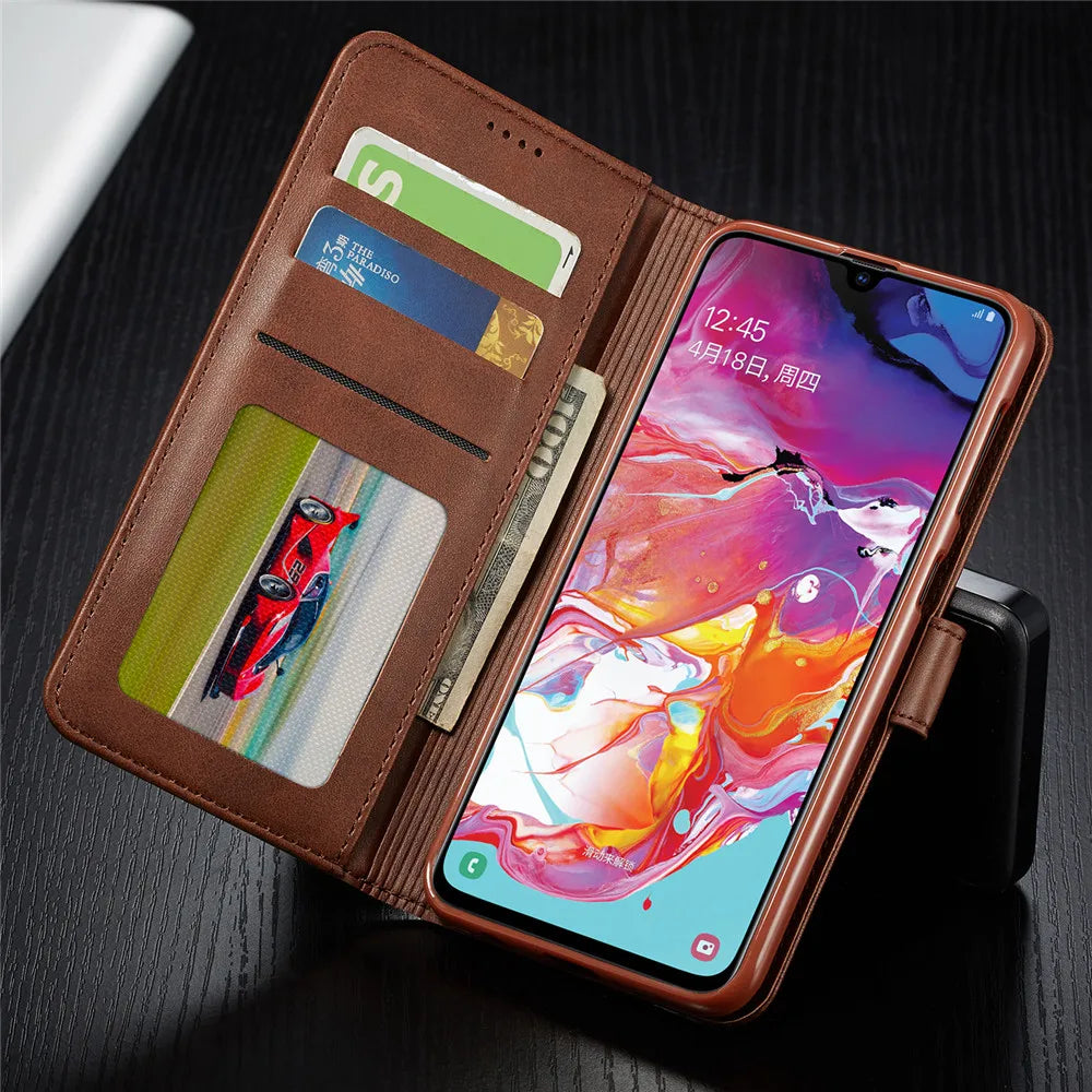 Samsung Galaxy A03 Leather Wallet Flip Case – Magnetic, Card Holder, Luxury Cover