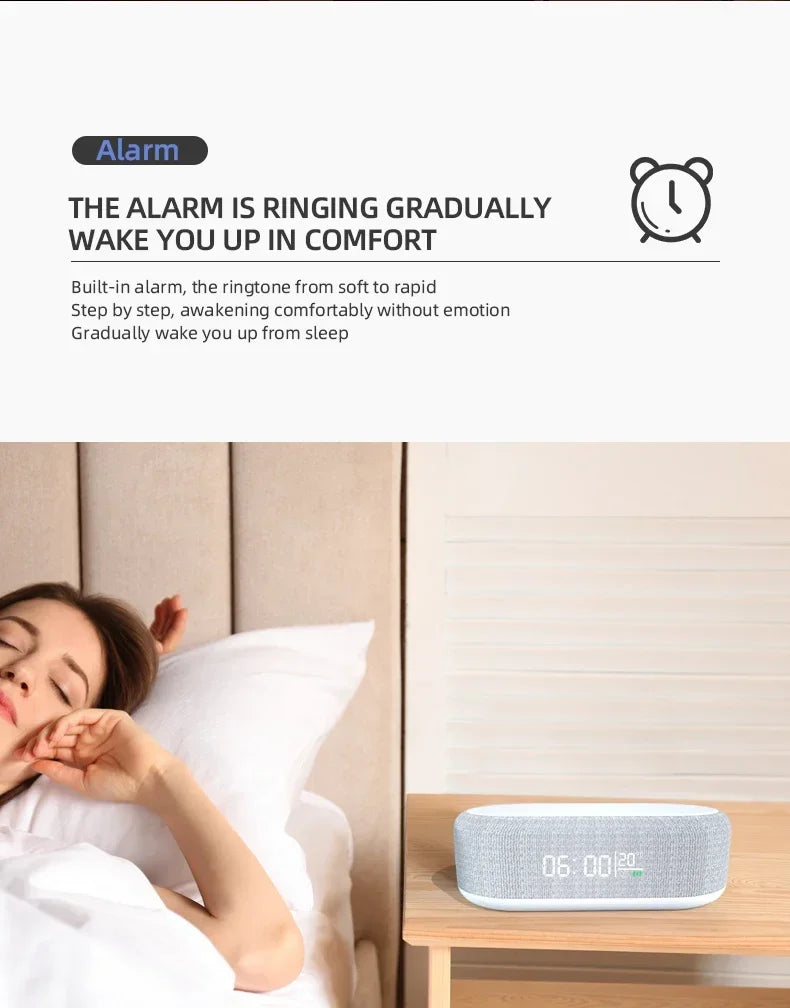 5-in-1 Wireless Charging Dock — Alarm Clock, Night Light & Thermometer