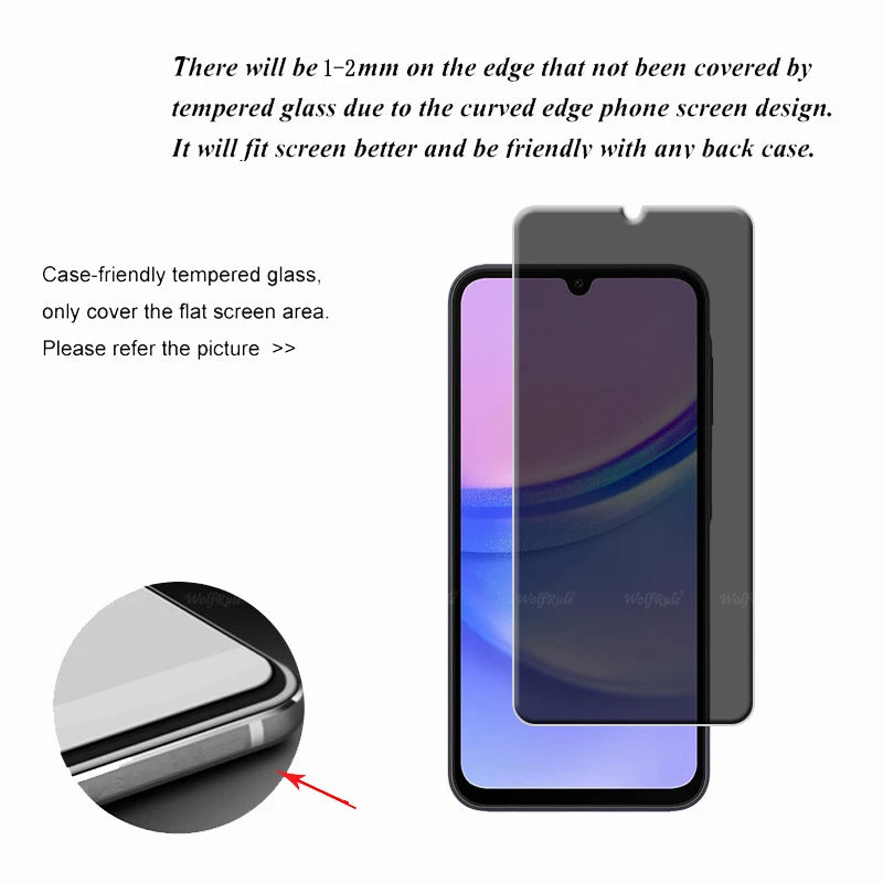 Samsung Galaxy A15 Screen Protector – 9H Tempered Glass, Anti-Spy Privacy, 1-4 Pack