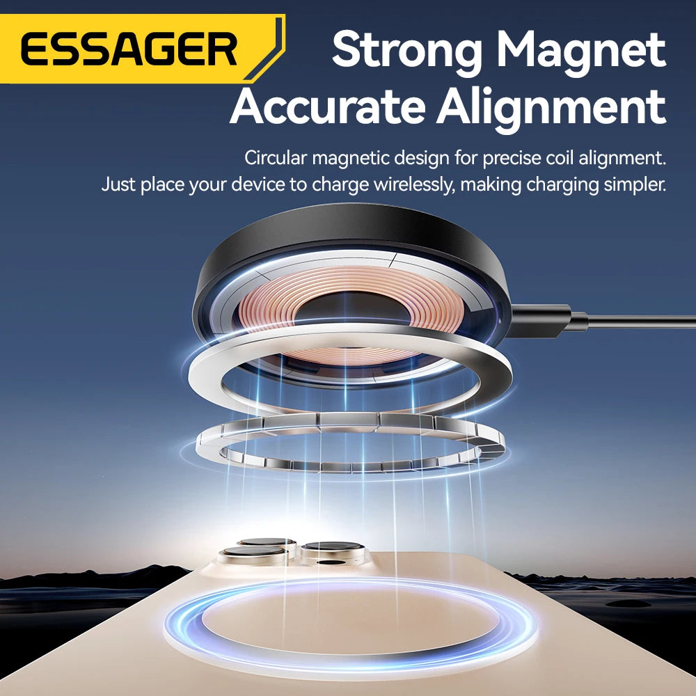 Essager 15W Magnetic Wireless Charger — iPhone 16/15/14/13 & AirPods