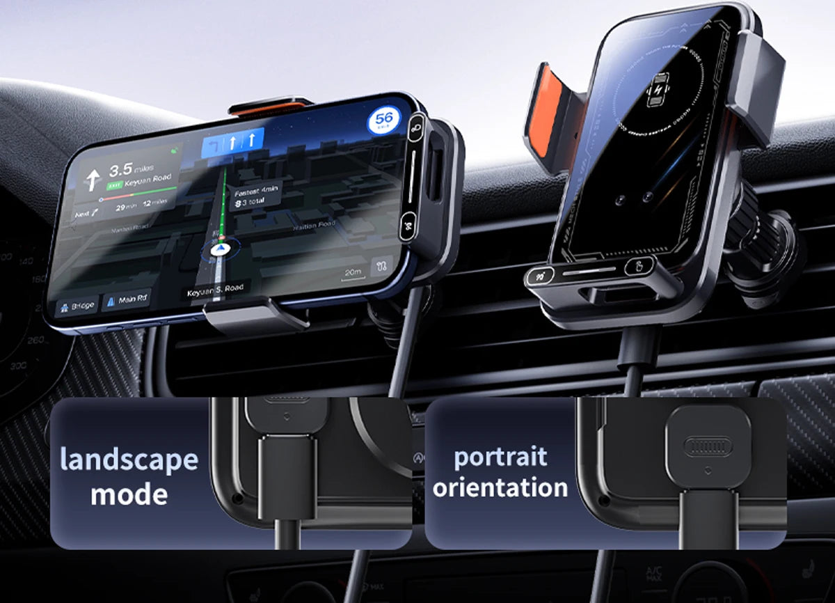 Smart Auto-Sensing Car Phone Mount — 15W Wireless Charging, One-Touch Release & 90° Rotation