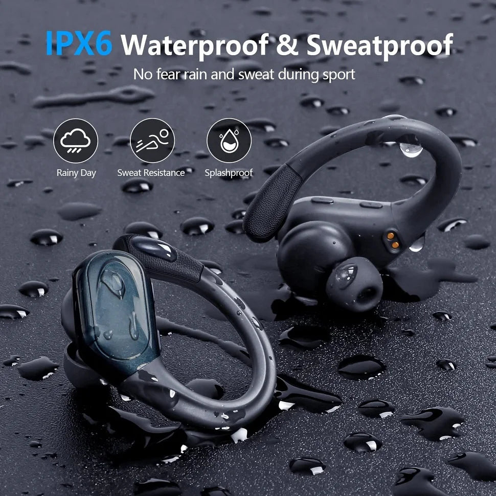 Bluetooth 5.3 Sport Earphones – TWS Earhook Headset with Mic, IPX6 Waterproof