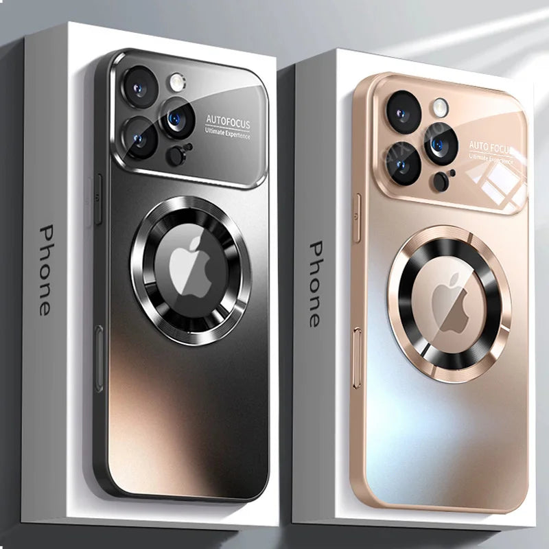 Luxury MagSafe Glass Camera iPhone Case | Magnetic Wireless Charging Cover