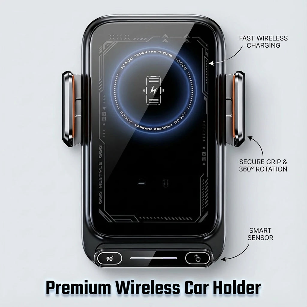 Smart Auto-Sensing Car Phone Mount — 15W Wireless Charging, One-Touch Release & 90° Rotation