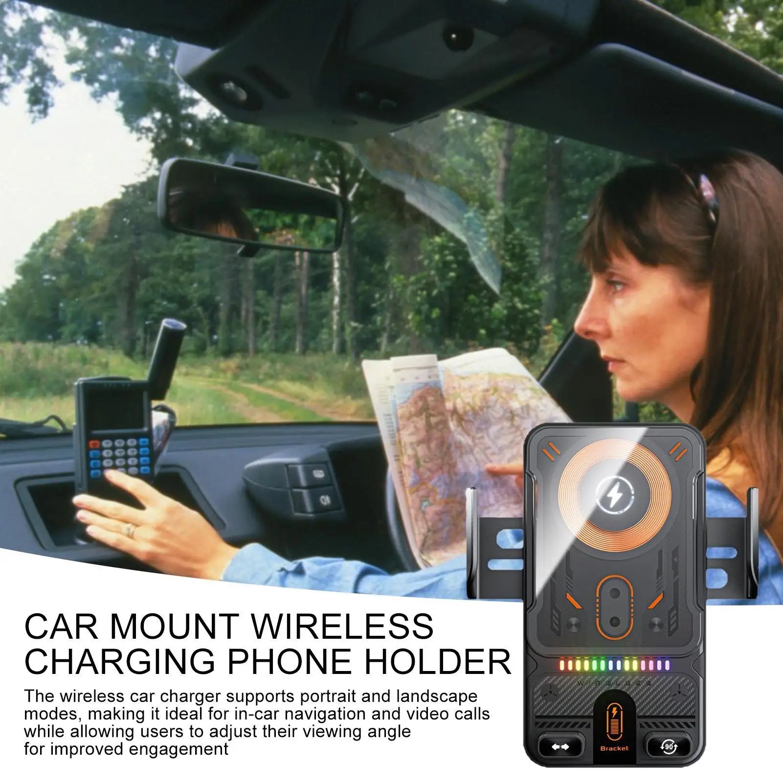 15W Wireless Car Charger Mount — Auto-Clamp, 360° Rotation & Air Vent Grip