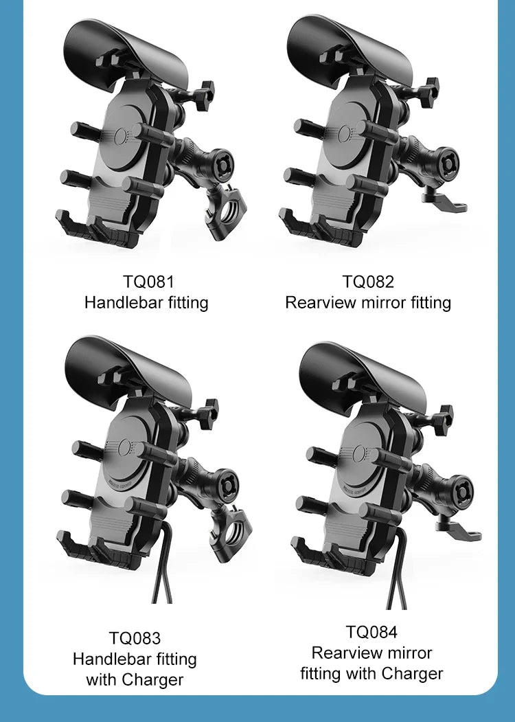 Motorcycle & Bike Phone Mount — 15W Wireless + 30W USB-C Fast Charging, 360° Rotation
