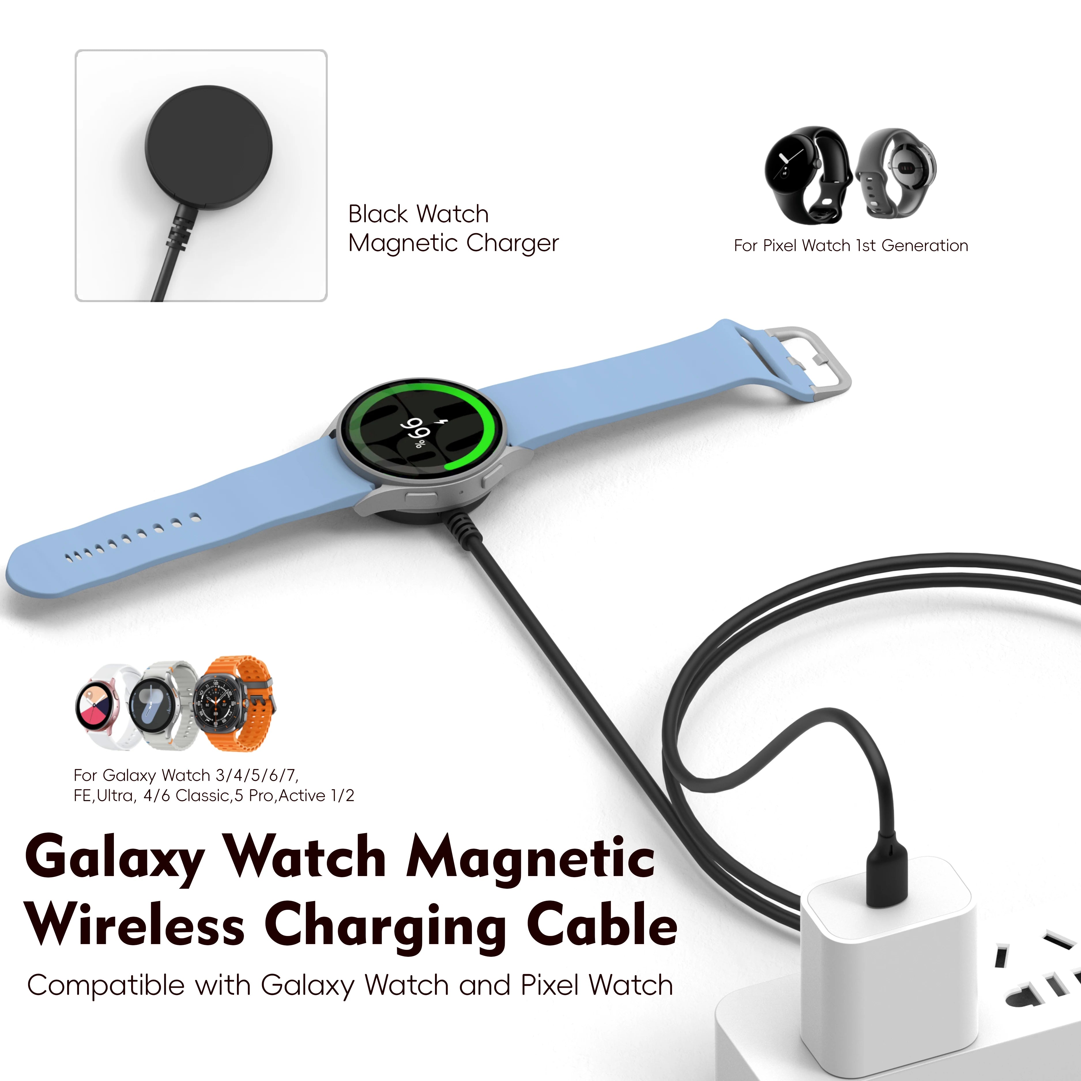 Samsung Galaxy Watch Magnetic Wireless Charger — USB-A & USB-C