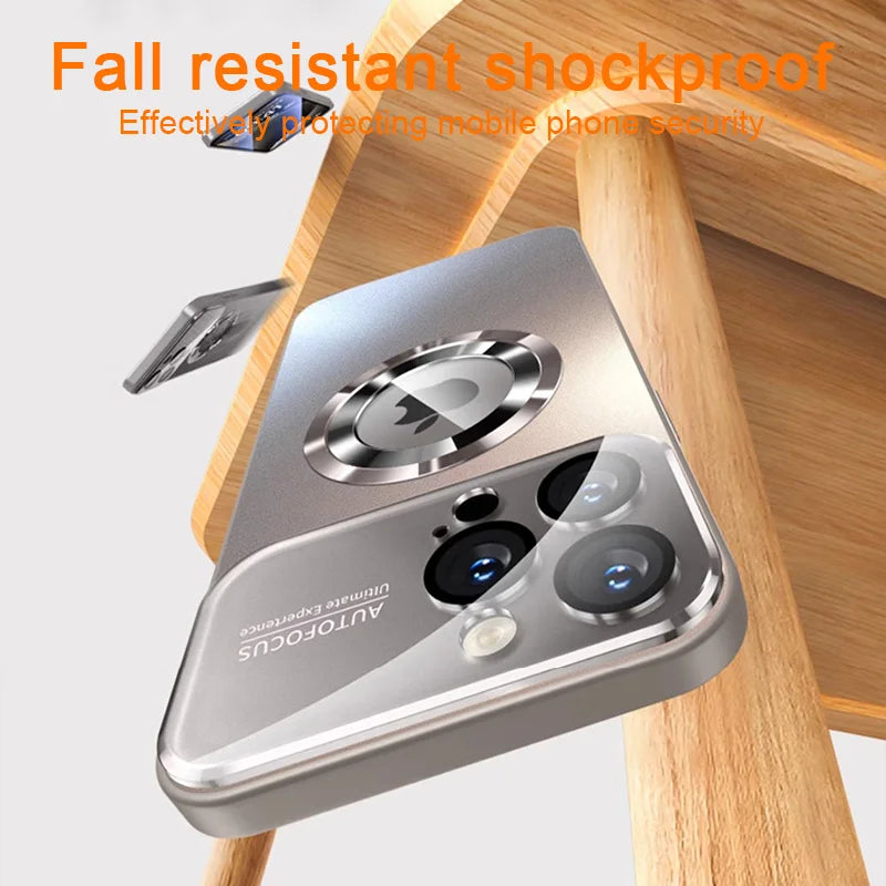 Luxury MagSafe Glass Camera iPhone Case | Magnetic Wireless Charging Cover