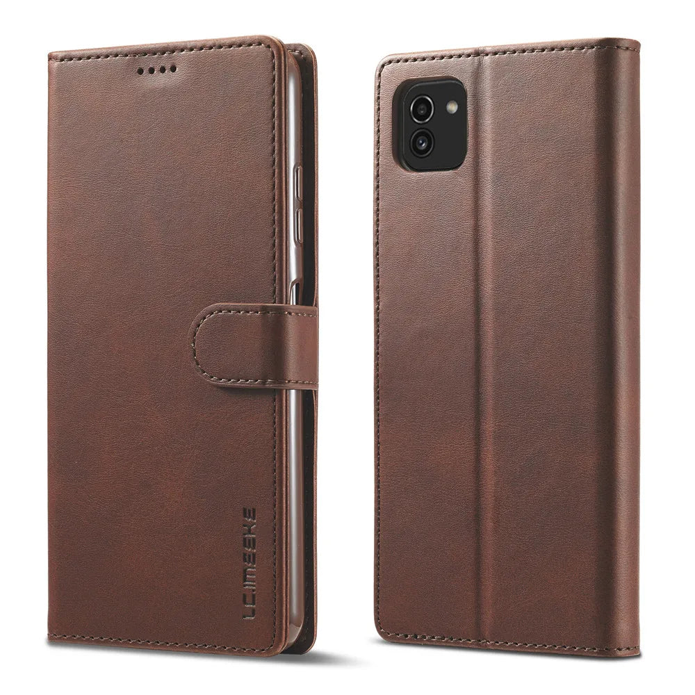 Samsung Galaxy A03 Leather Wallet Flip Case – Magnetic, Card Holder, Luxury Cover