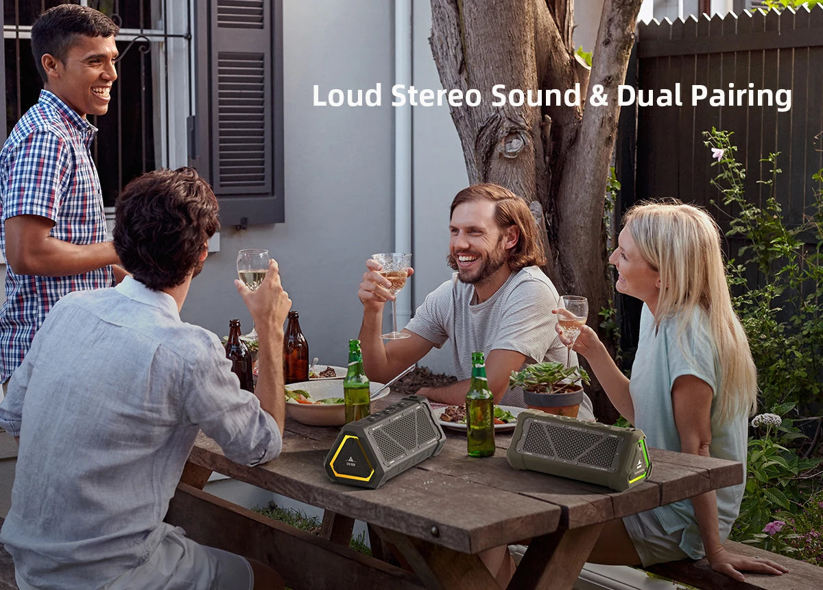 40W Outdoor Bluetooth Speaker – IPX7 Waterproof, RGB Lights, TWS, Micro SD, 12H Playtime