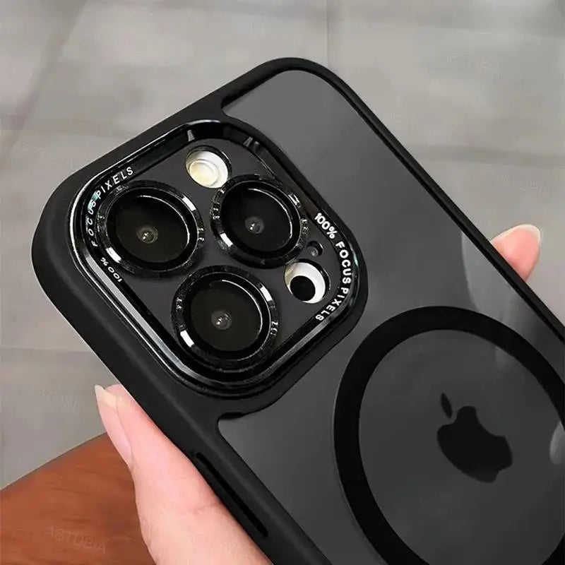 Magnetic Metal Lens Bumper Case for iPhone — Clear, Wireless Charge Compatible